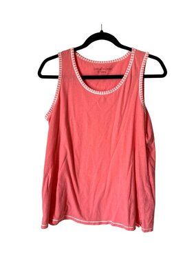 Carole Hochman Womens Coral Pink Tank Top Medium 100% Cotton Sleeveless Comforta